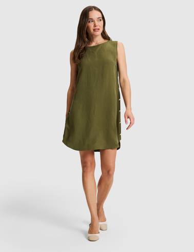Haki Comfort Fit Dokuma Elbise