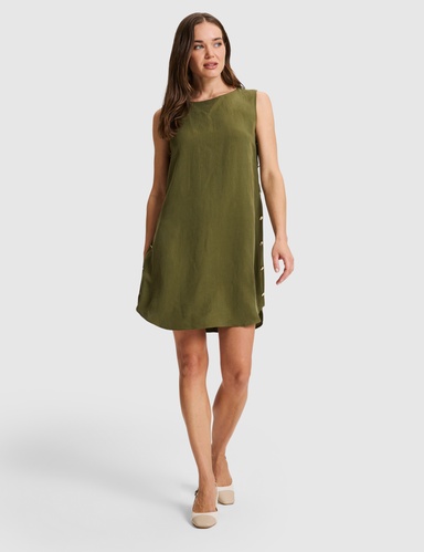 Haki Comfort Fit Dokuma Elbise