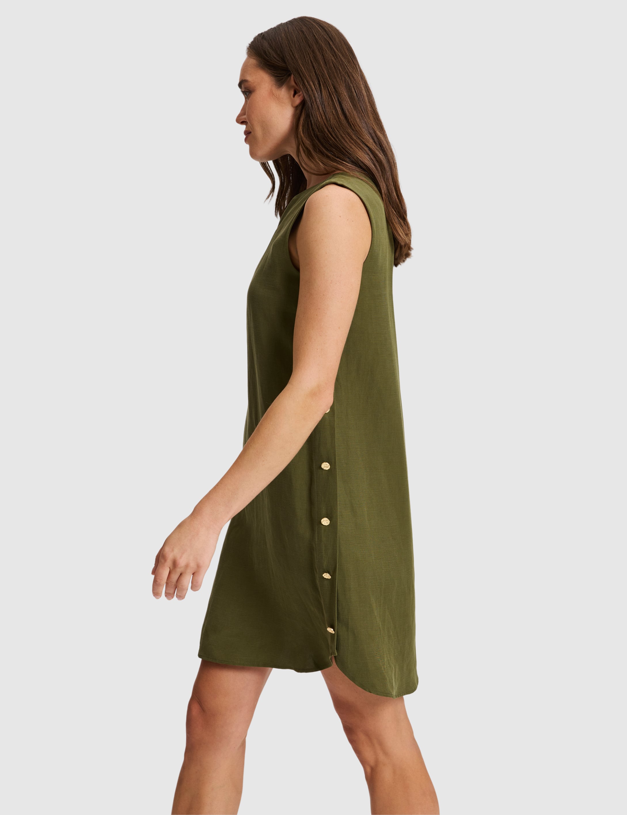 Haki Comfort Fit Dokuma Elbise