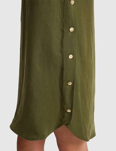 Haki Comfort Fit Dokuma Elbise