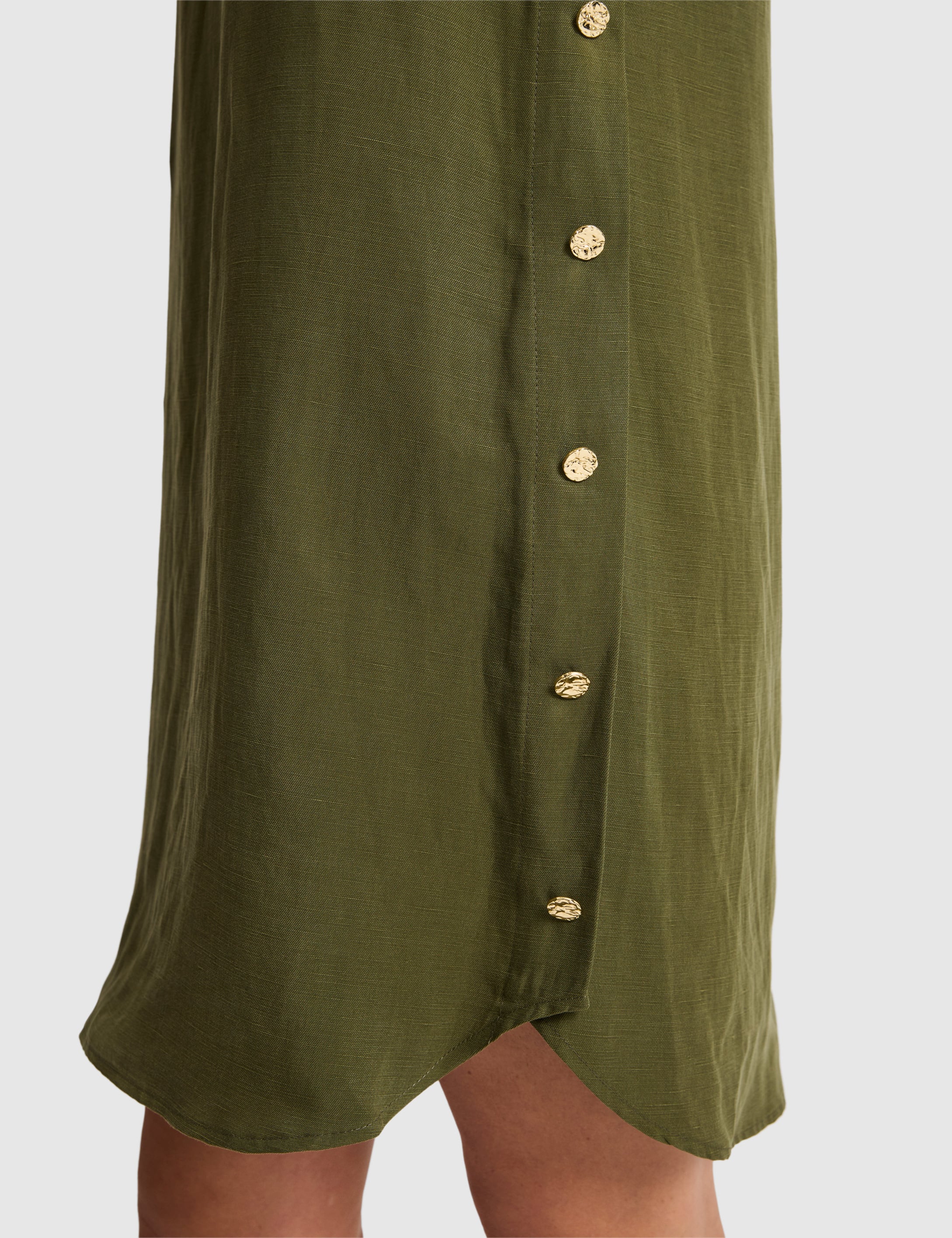 Haki Comfort Fit Dokuma Elbise