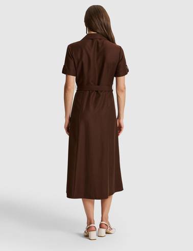 Kahverengi Regular Fit Dokuma Elbise