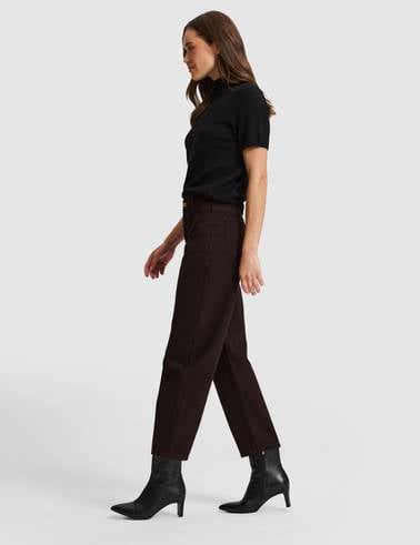 Kahverengi BARREL FIT Jean Pantolon