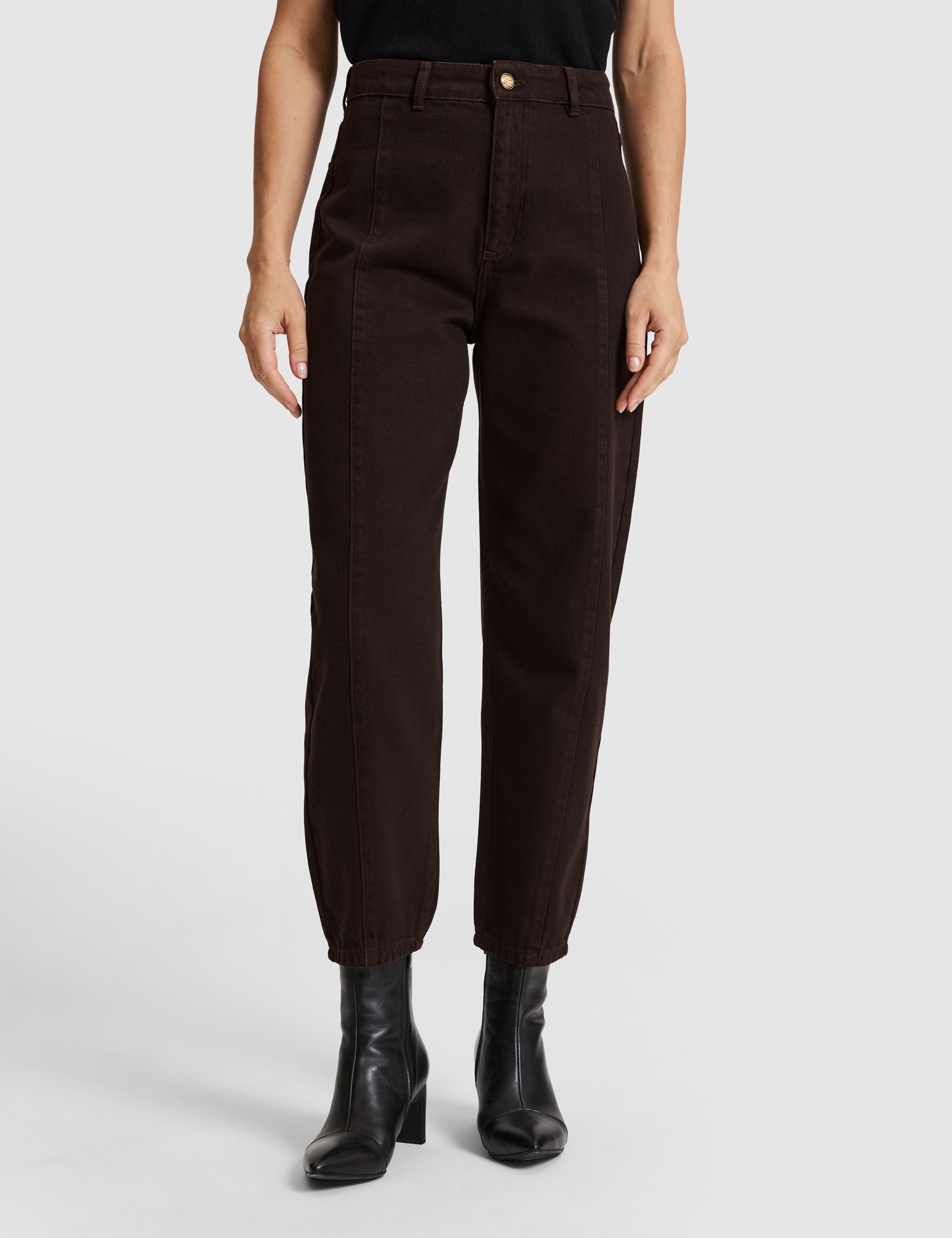 Kahverengi BARREL FIT Jean Pantolon - Image 2