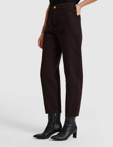Kahverengi BARREL FIT Jean Pantolon