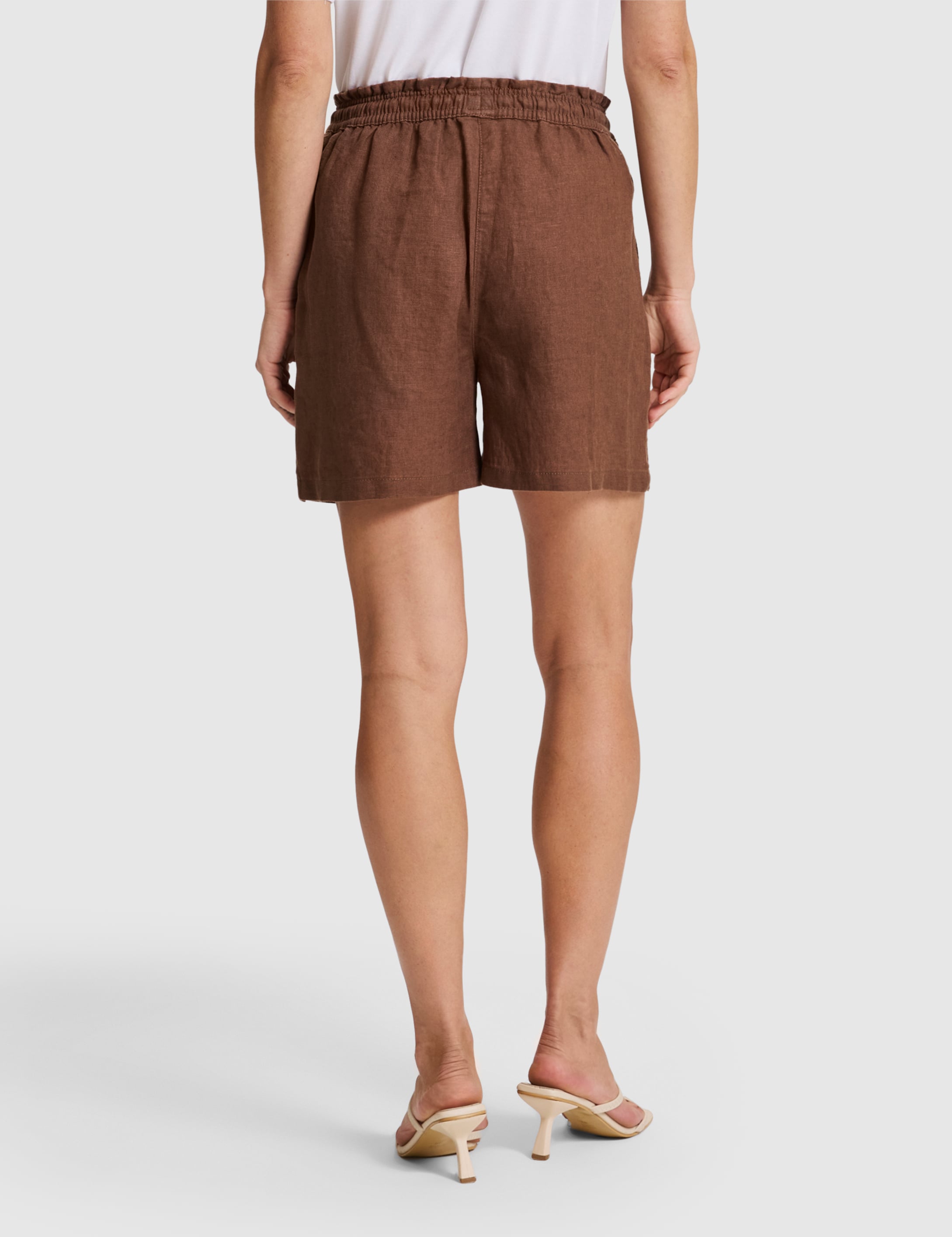 Kahverengi Comfort Fit %100 Keten Şort - 50321218042