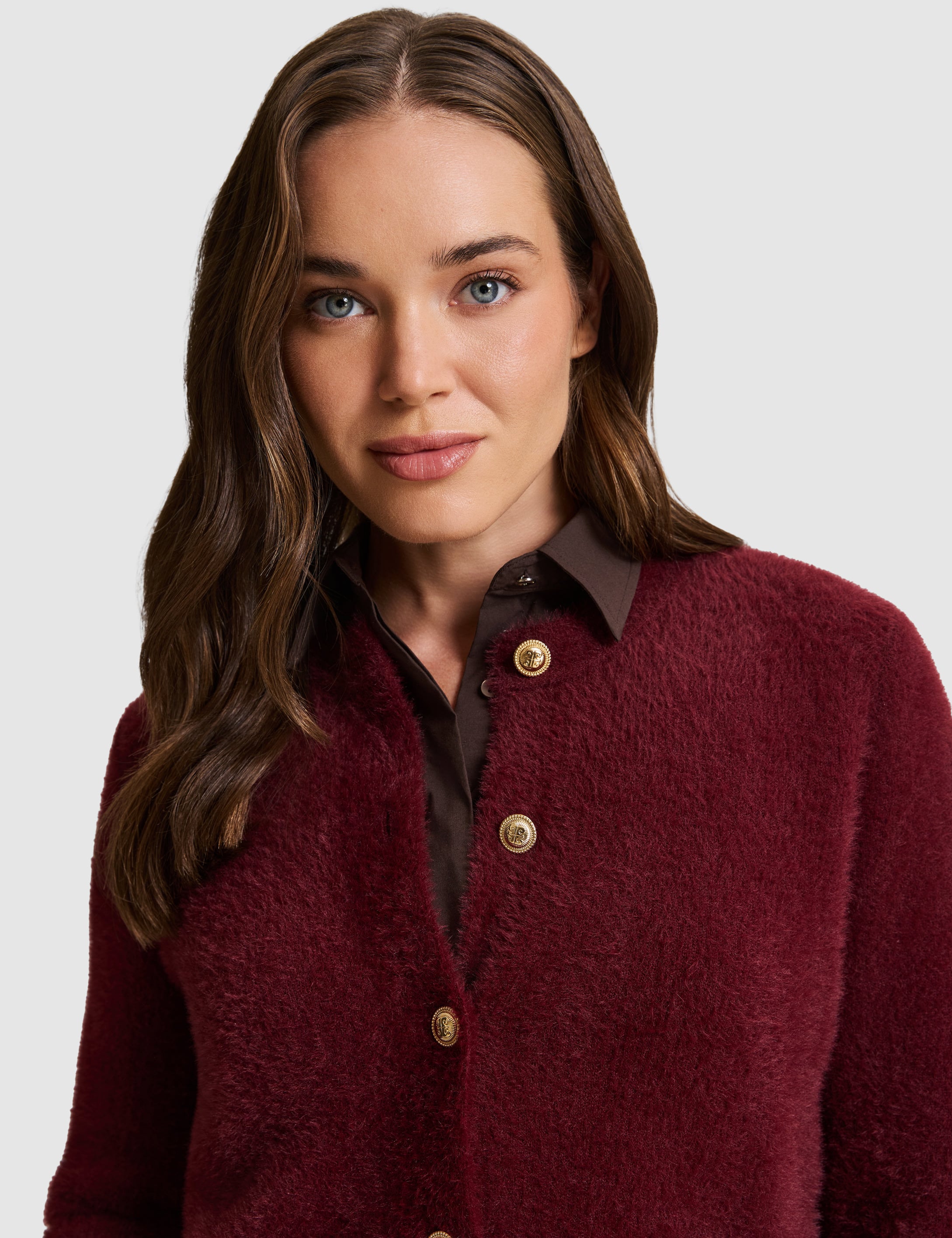 Bordo Crop Top Triko Hırka