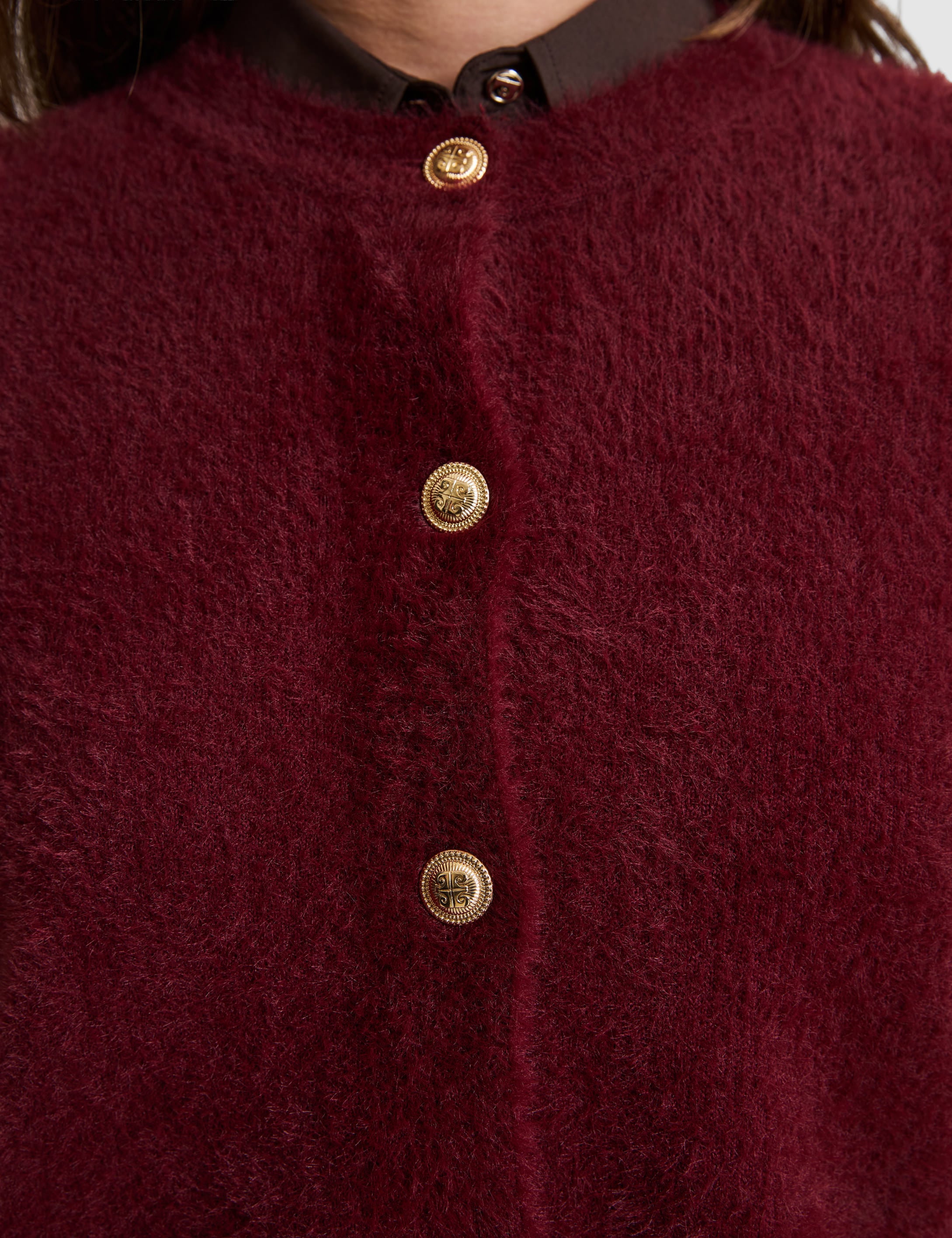 Bordo Crop Top Triko Hırka - Image 6