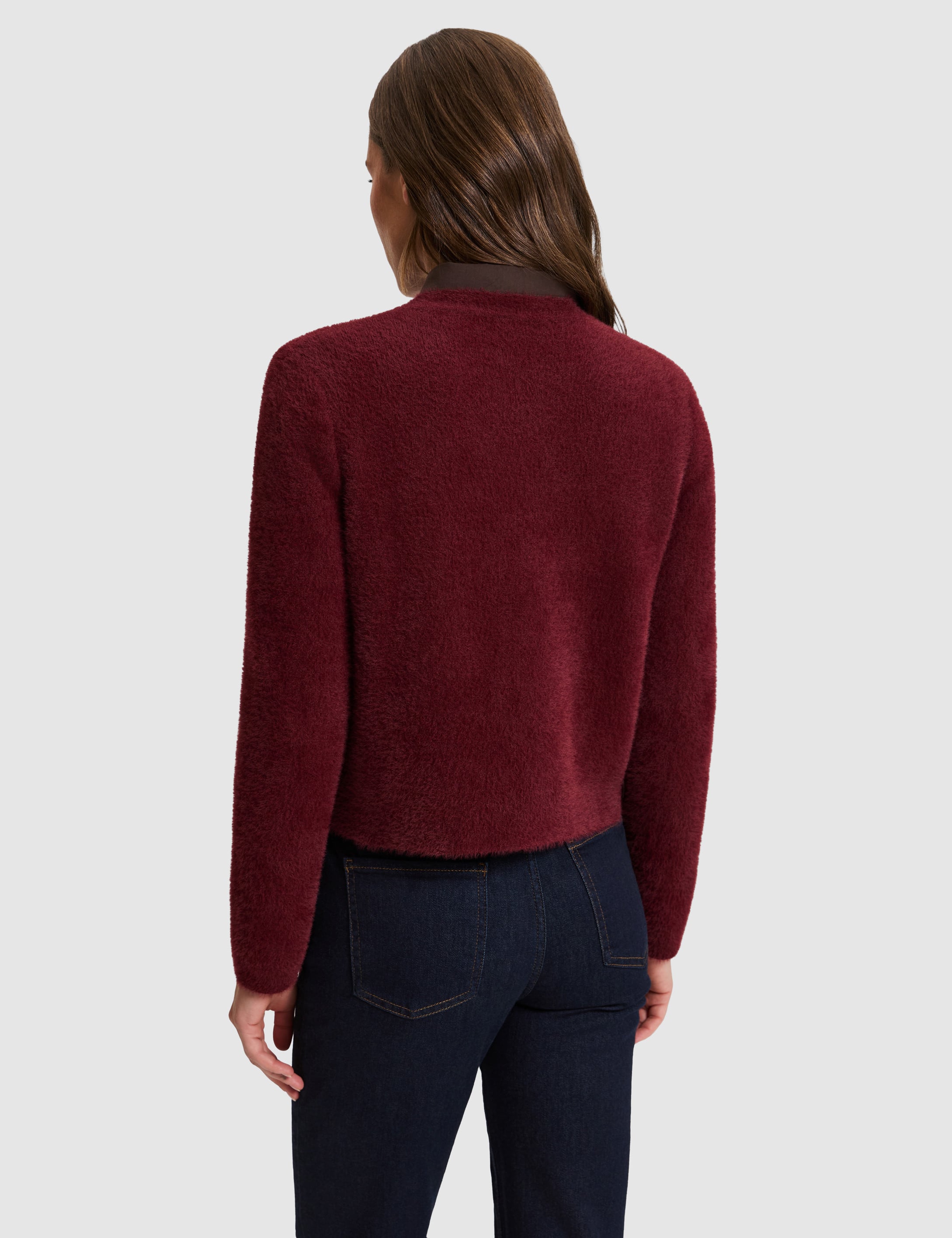 Bordo Crop Top Triko Hırka