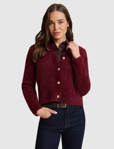 Bordo Crop Top Triko Hırka