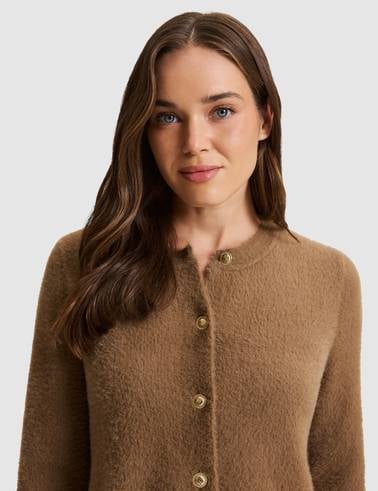 KAHVERENGİ Crop Top Triko Hırka