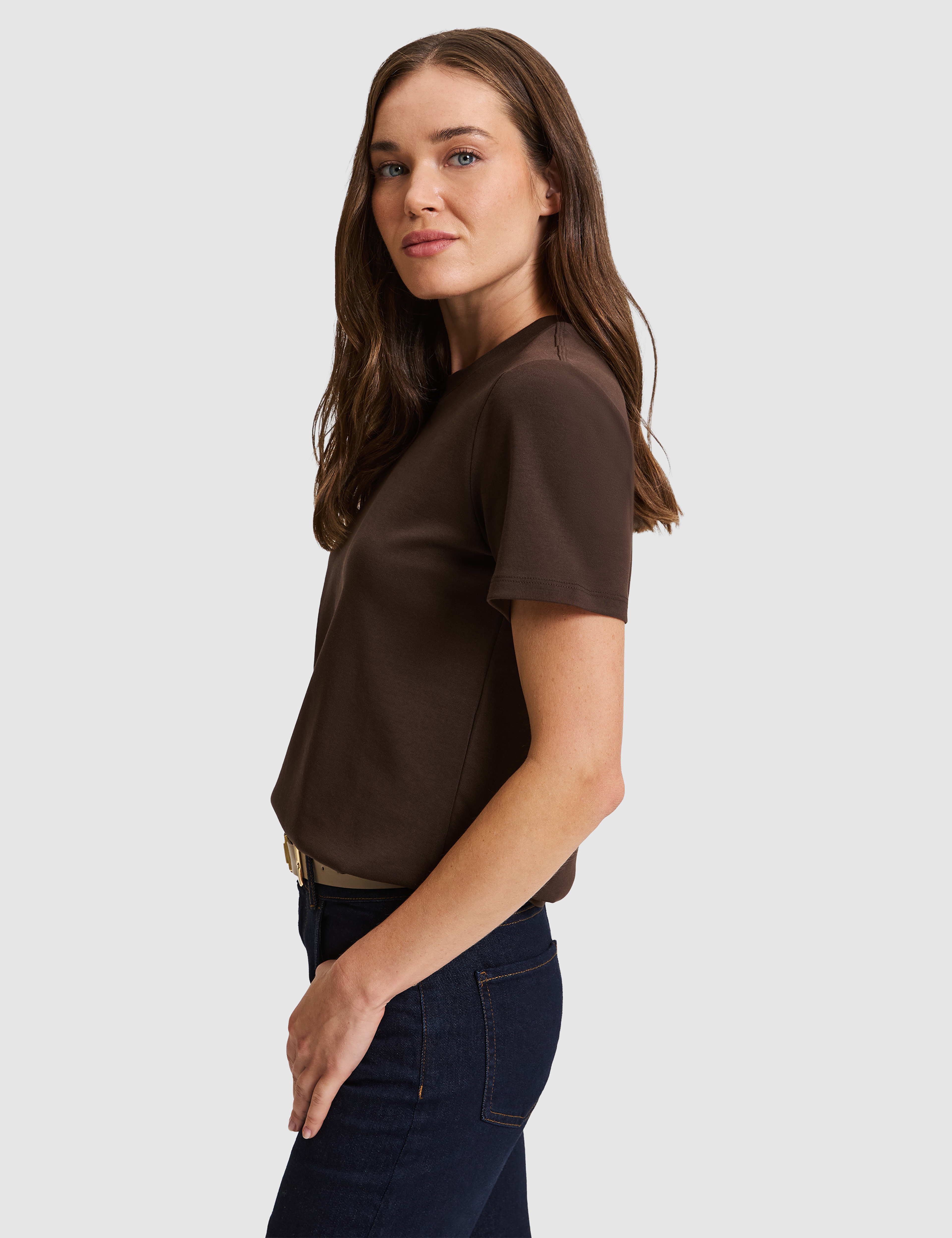 Kahverengi Regular Fit Basic Tişört