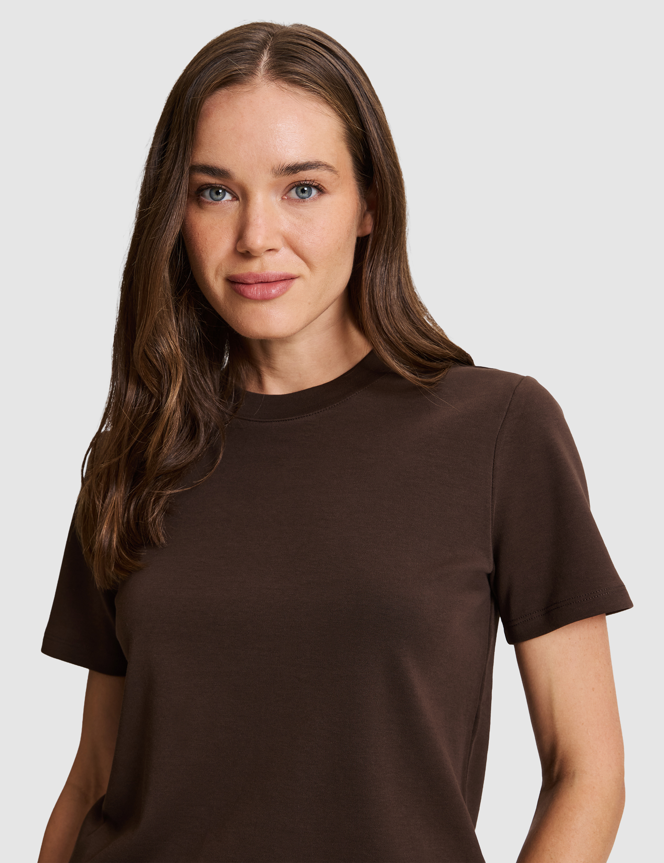 Kahverengi Regular Fit Bisiklet Yaka Basic Tişört - 50331306023