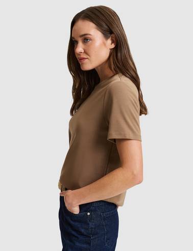 KAHVERENGİ Regular Fit Basic Tişört