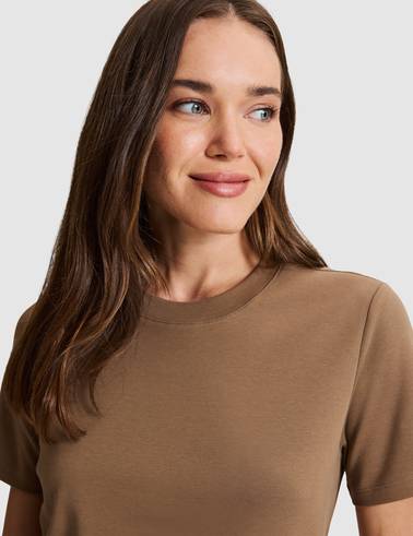 KAHVERENGİ Regular Fit Basic Tişört