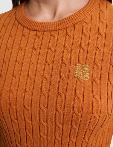 Turuncu Slim Fit Basic Kazak
