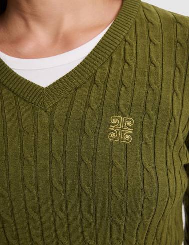 Haki Slim Fit Kazak