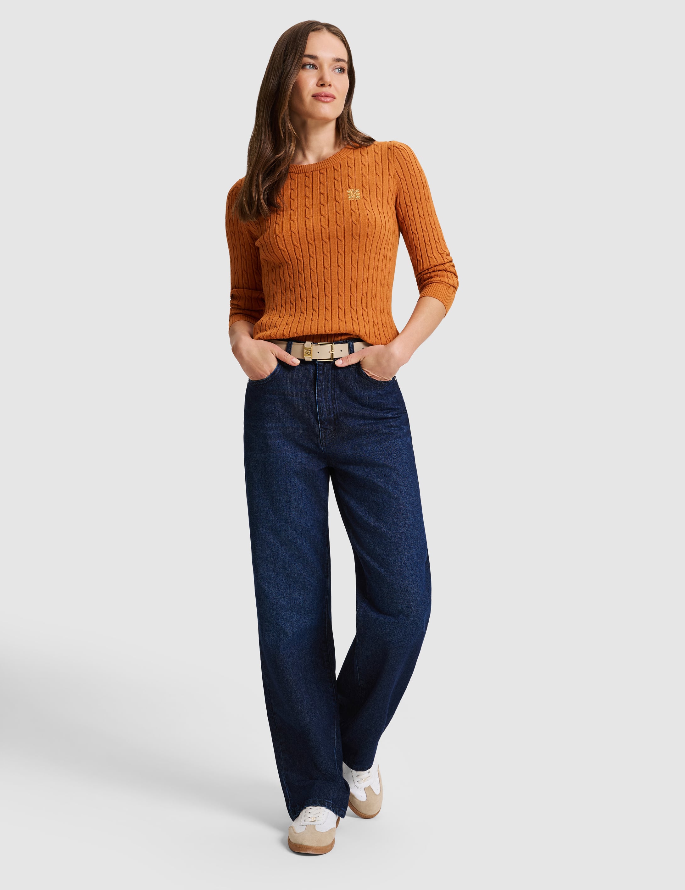 Turuncu Slim Fit Basic Kazak