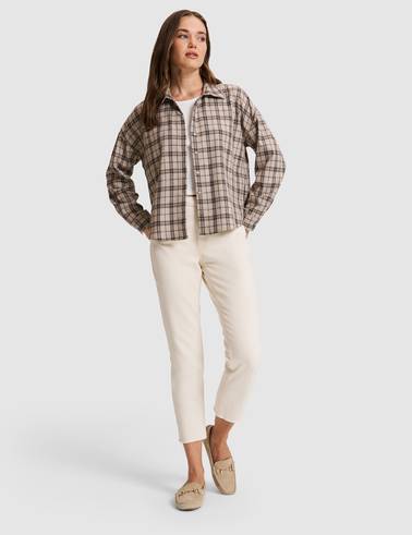 Bej Comfort Fit Uzun Kollu Gömlek