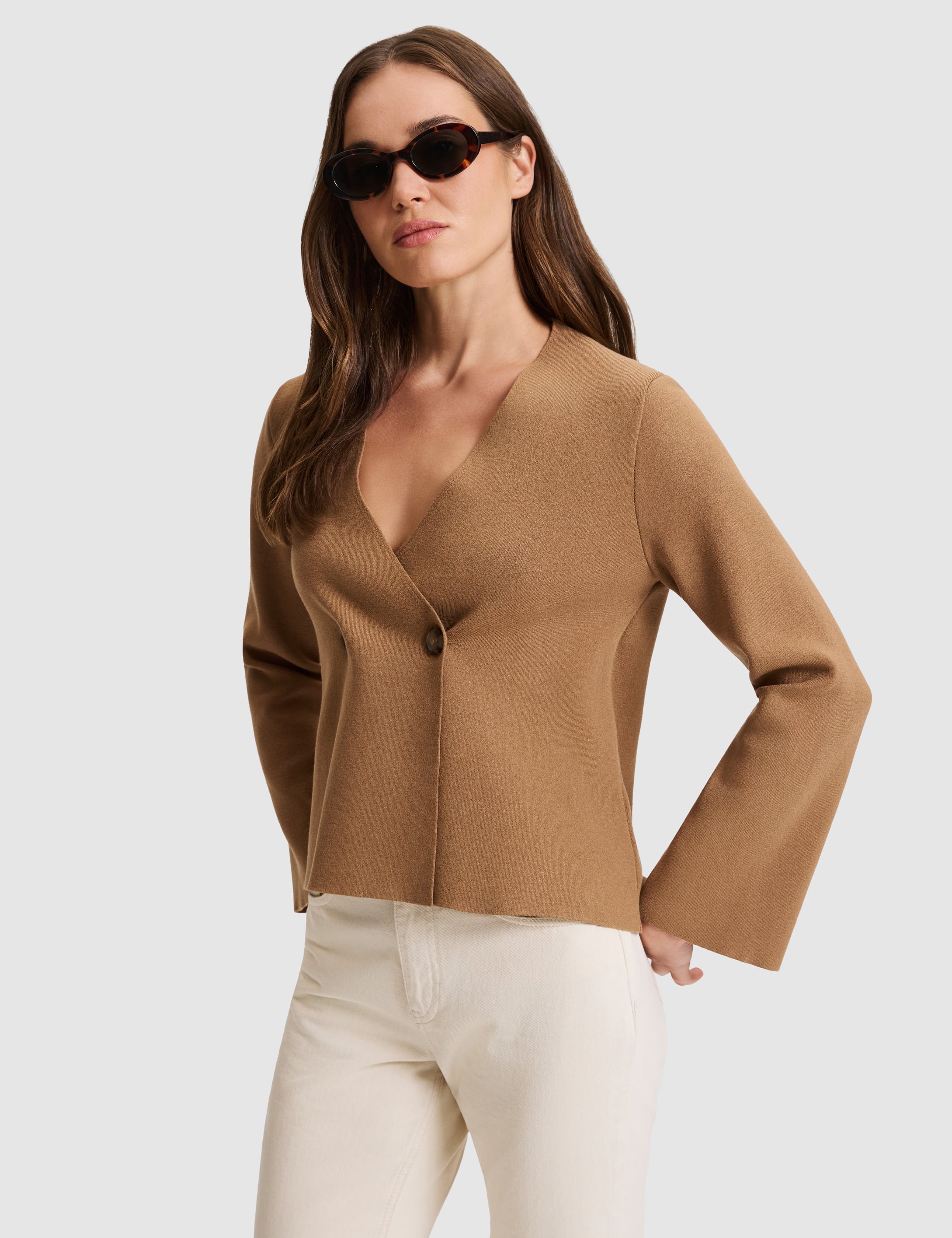 Camel Regular Fit Triko Hırka