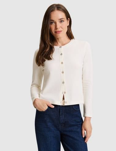 Ekru Slim Fit Basic Triko Hırka