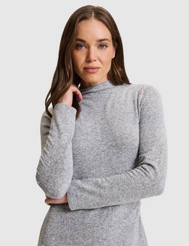 Gri Melanj Ex. Slim Fit Örme Elbise