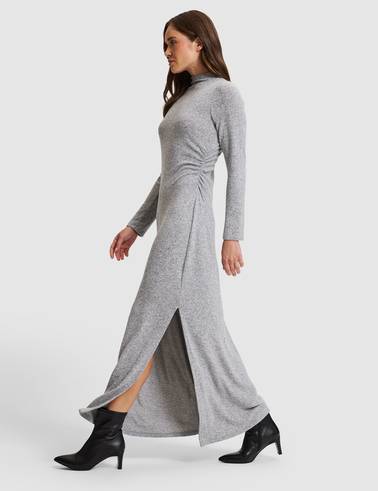 Gri Melanj Ex. Slim Fit Örme Elbise