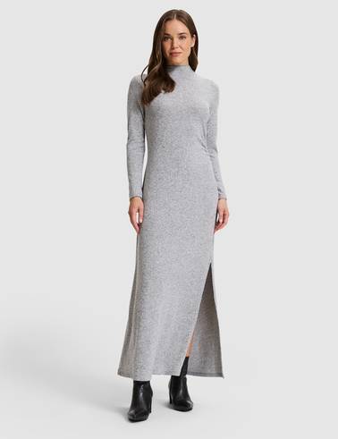 Gri Melanj Ex. Slim Fit Örme Elbise