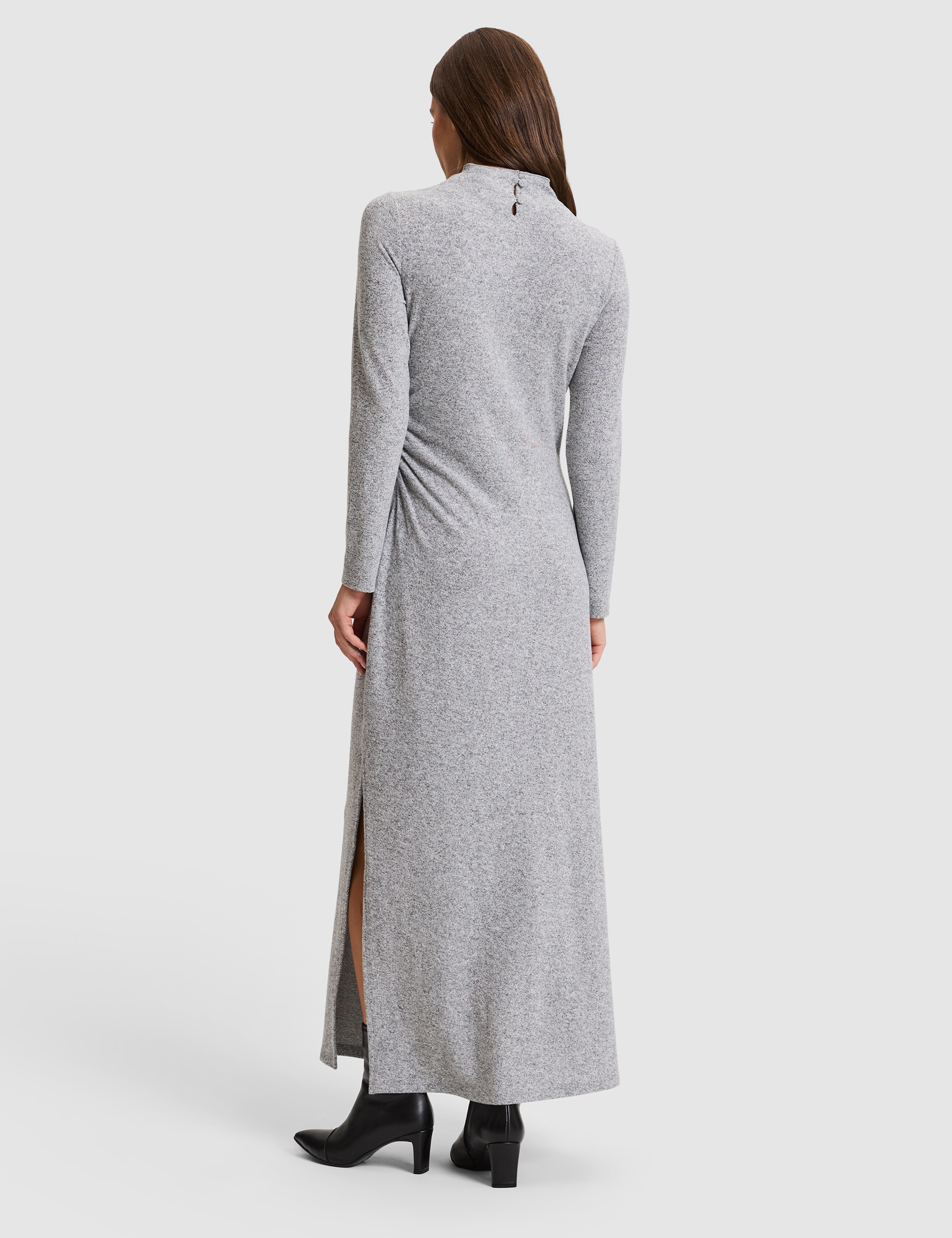 Gri Melanj Ex. Slim Fit Örme Elbise