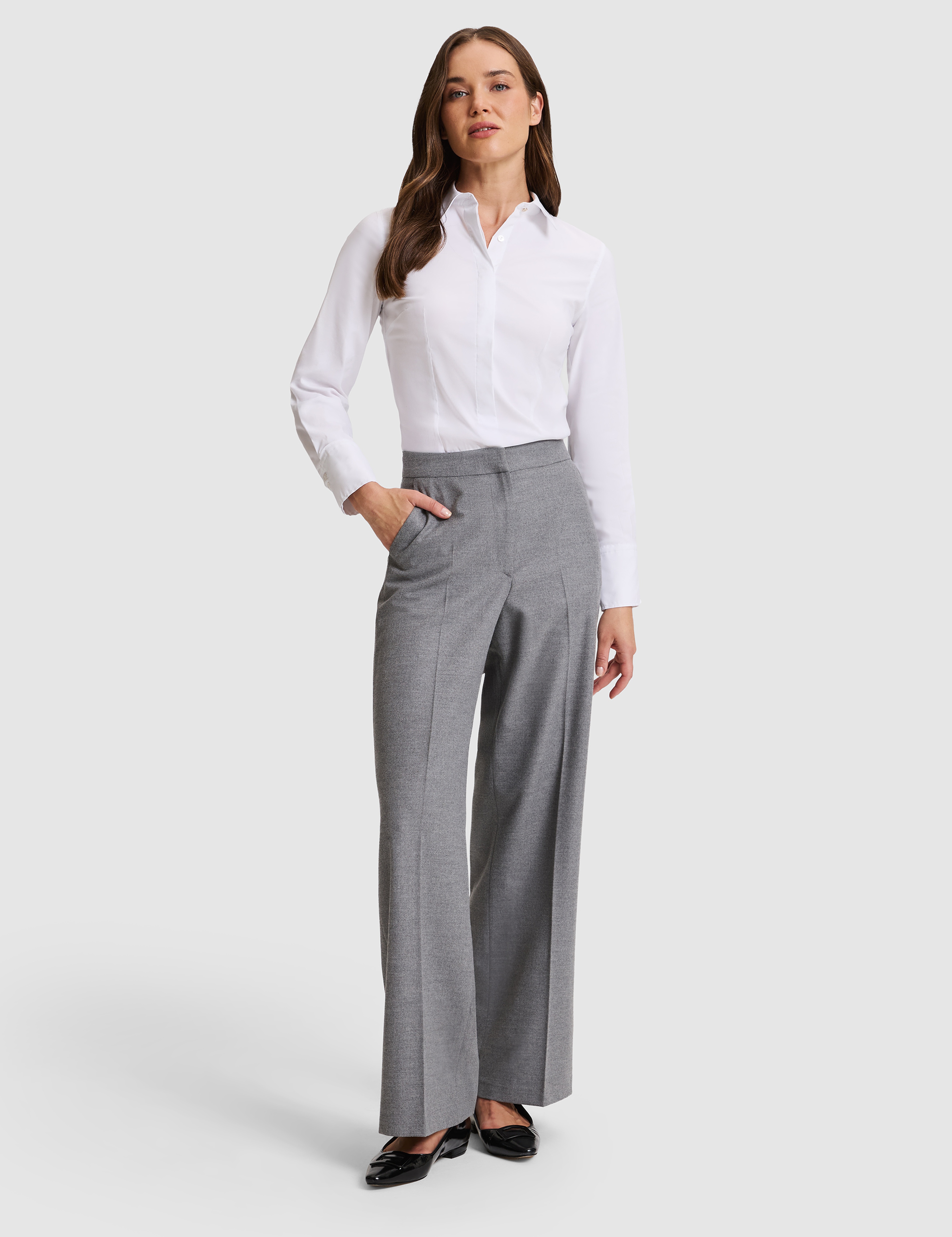 Beyaz Slim Fit Uzun Kollu Gömlek - Image 4