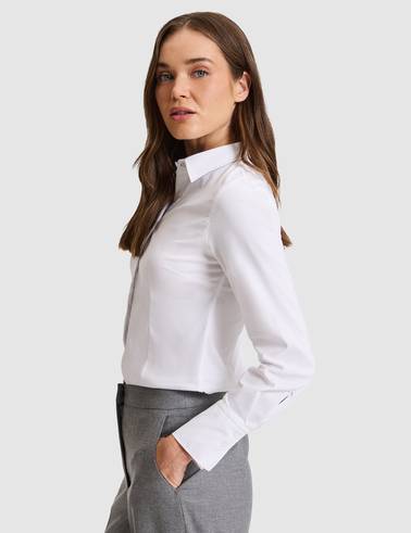 Beyaz Slim Fit Uzun Kollu Gömlek