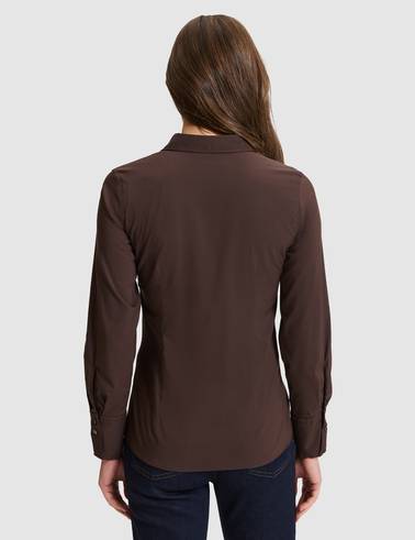 Kahverengi Slim Fit Uzun Kollu Gömlek