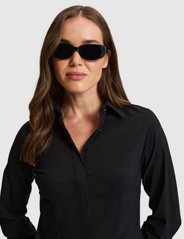 Siyah Slim Fit Uzun Kollu Gömlek