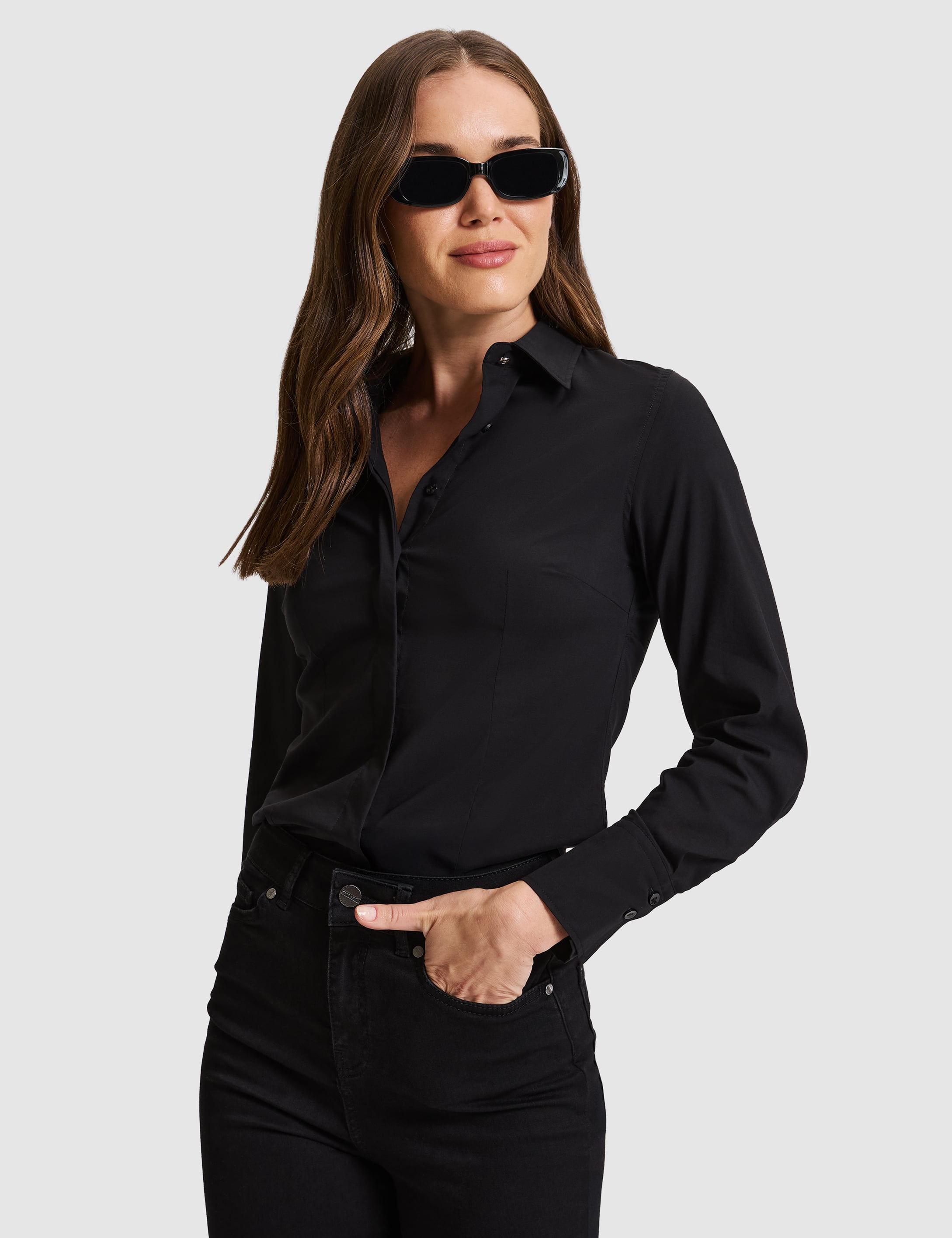 Siyah Slim Fit Uzun Kollu Gömlek