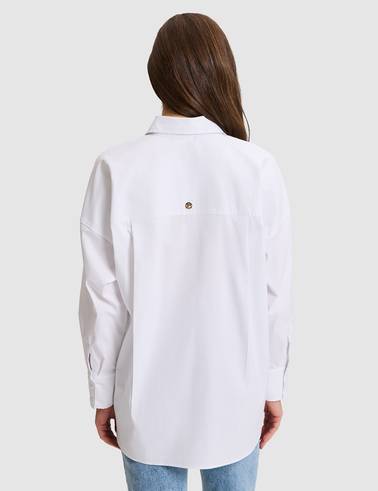 Beyaz Oversize Uzun Kollu Gömlek