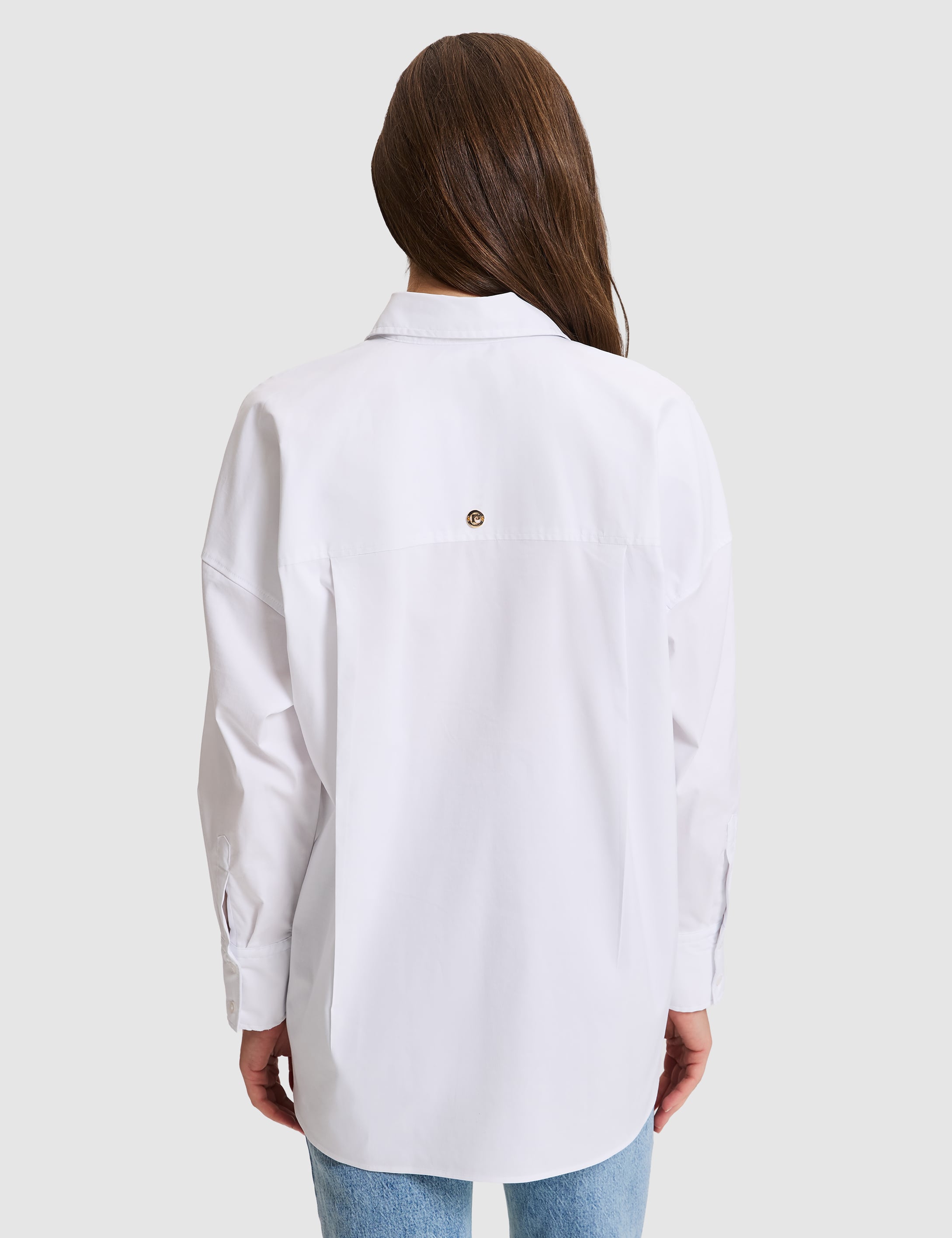 Beyaz Oversize Uzun Kollu Gömlek - Image 5
