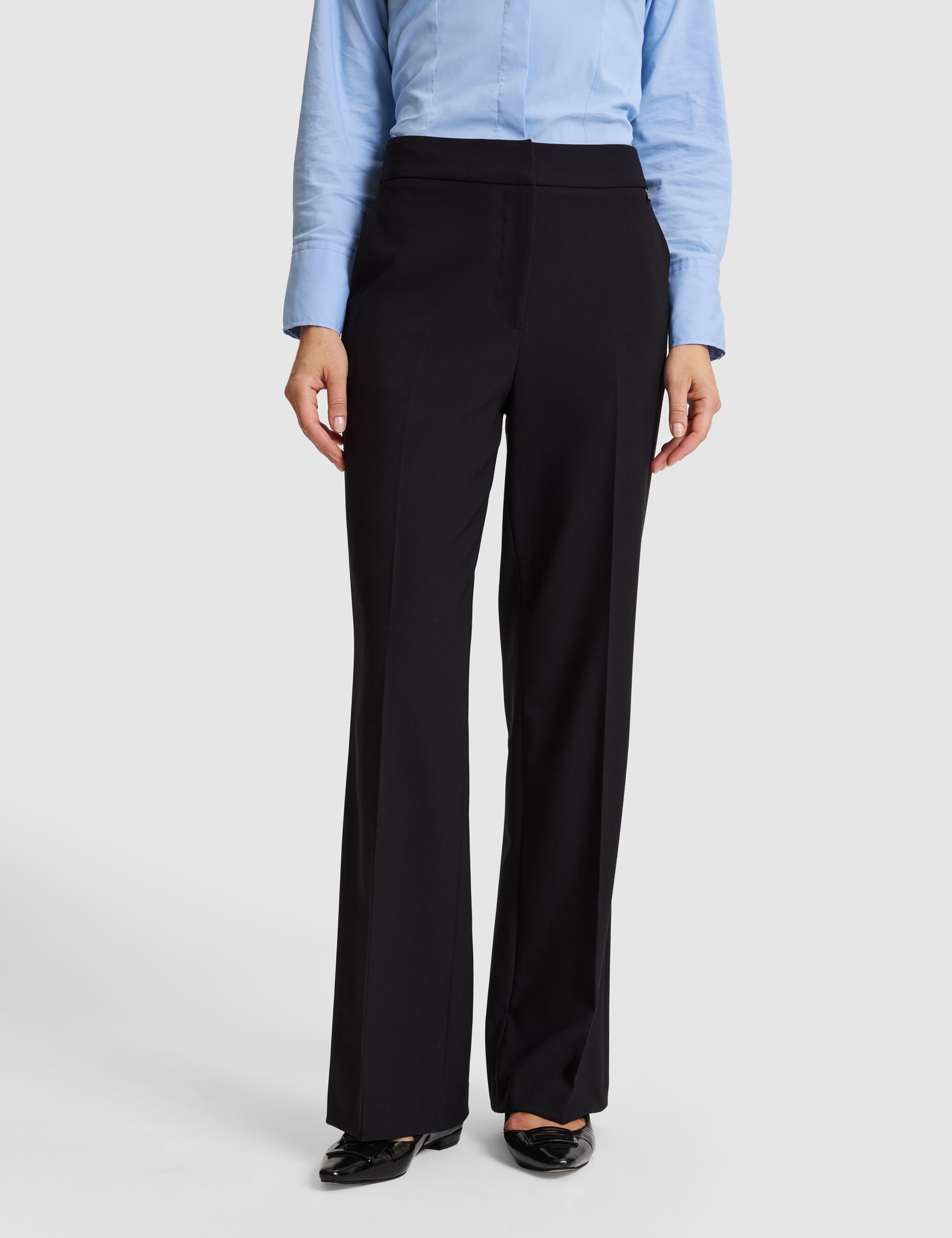 Siyah Straight Fit Kumaş Pantolon - Image 2