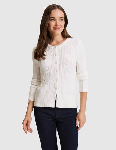 Beyaz Regular Fit Triko Hırka