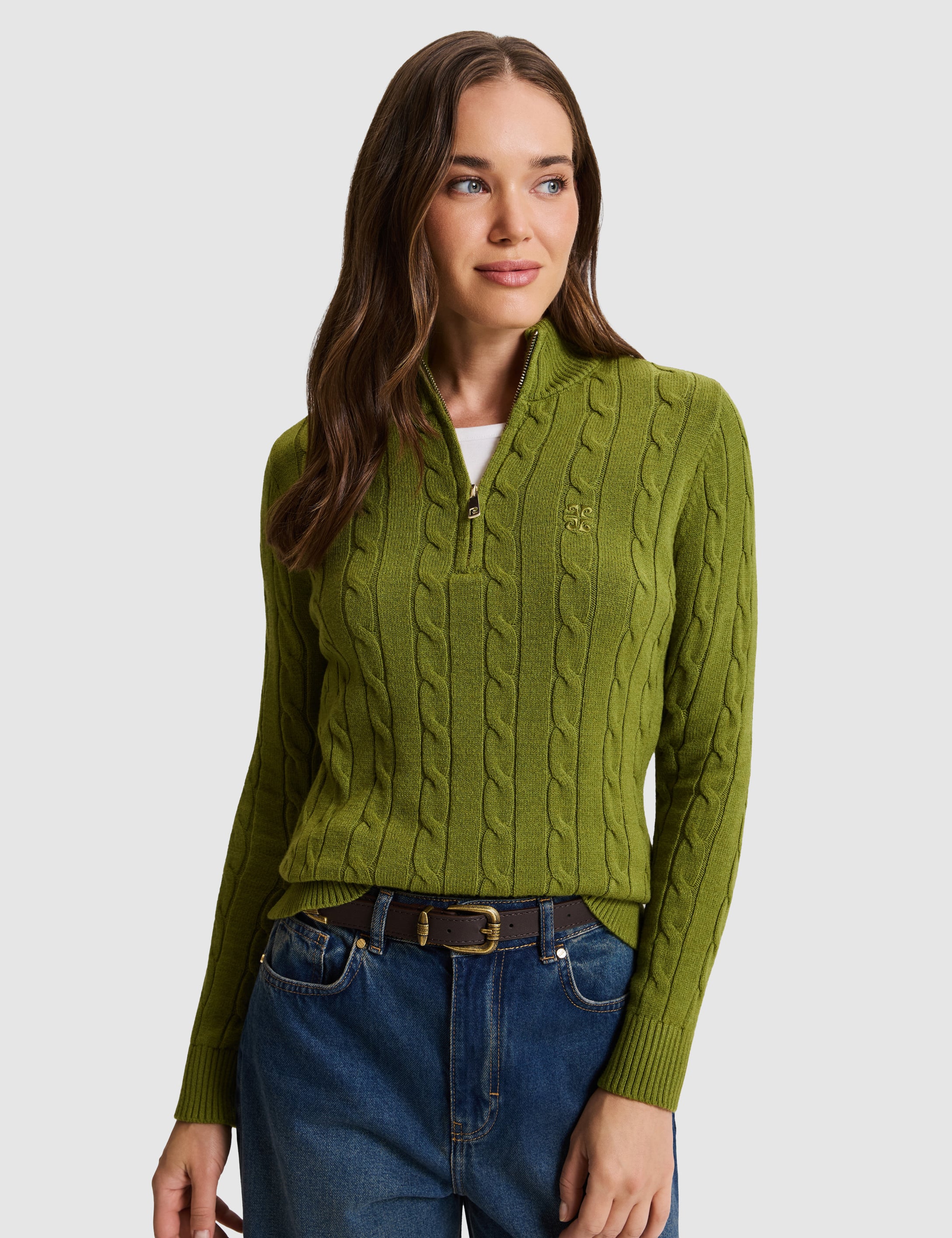 Yeşil Regular Fit Basic Kazak - Image 1