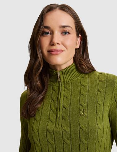 Yeşil Regular Fit Basic Kazak