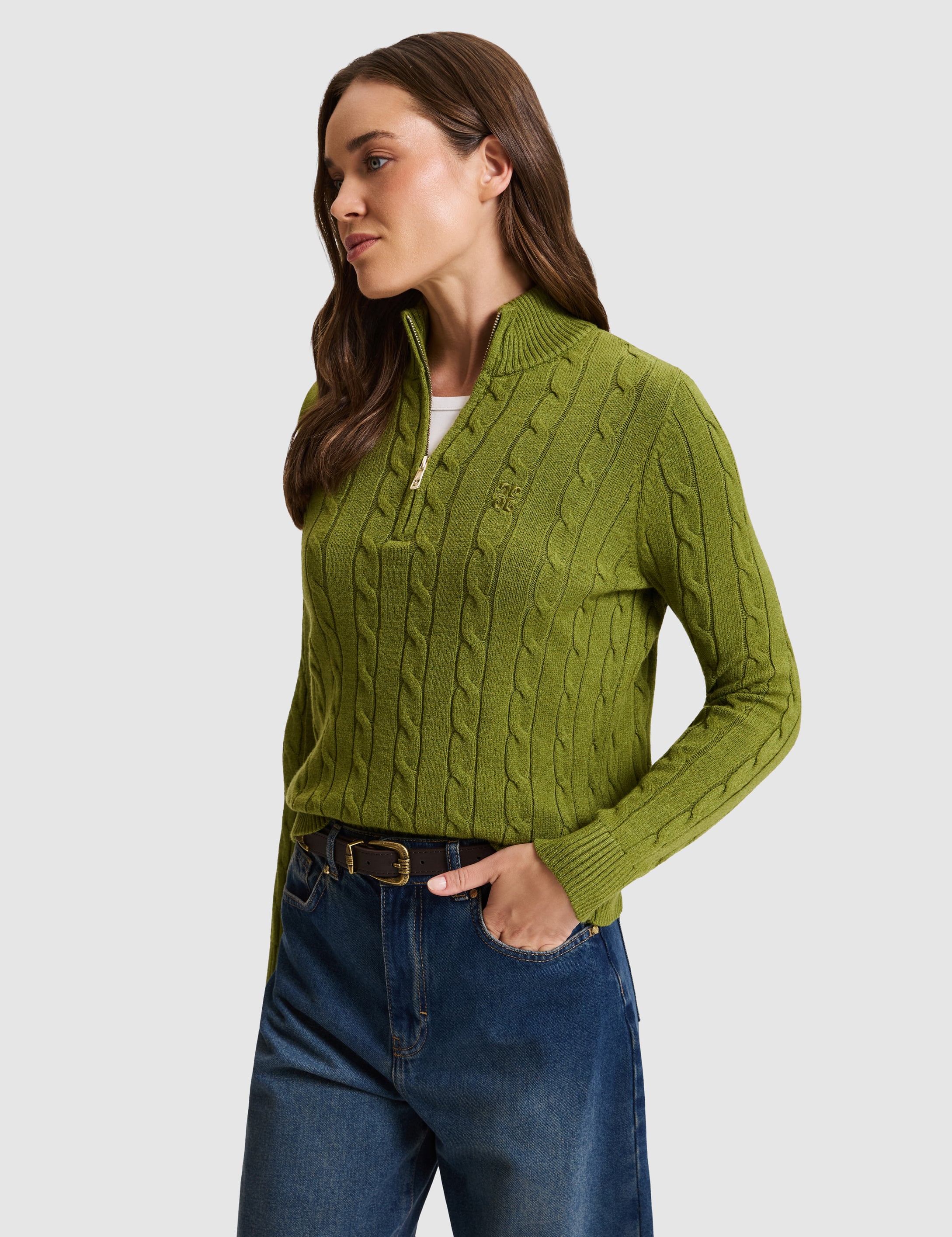 Yeşil Regular Fit Basic Kazak - Image 3