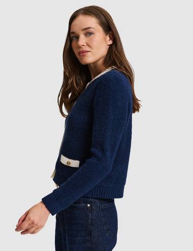 Lacivert Crop Top Triko Hırka