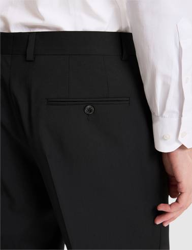 Siyah Slim Tailored Fit %100 Yün Kruvaze Takım Elbise