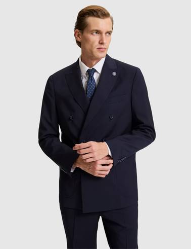 Lacivert Slim Tailored Fit %100 Yün Kruvaze Takım Elbise