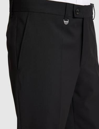 Siyah Slim Tailored Fit %100 Yün Kumaş Pantolon