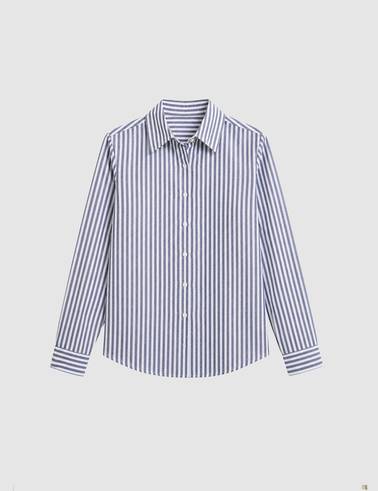 Lacivert Çizgili Comfort Fit Uzun Kollu Gömlek