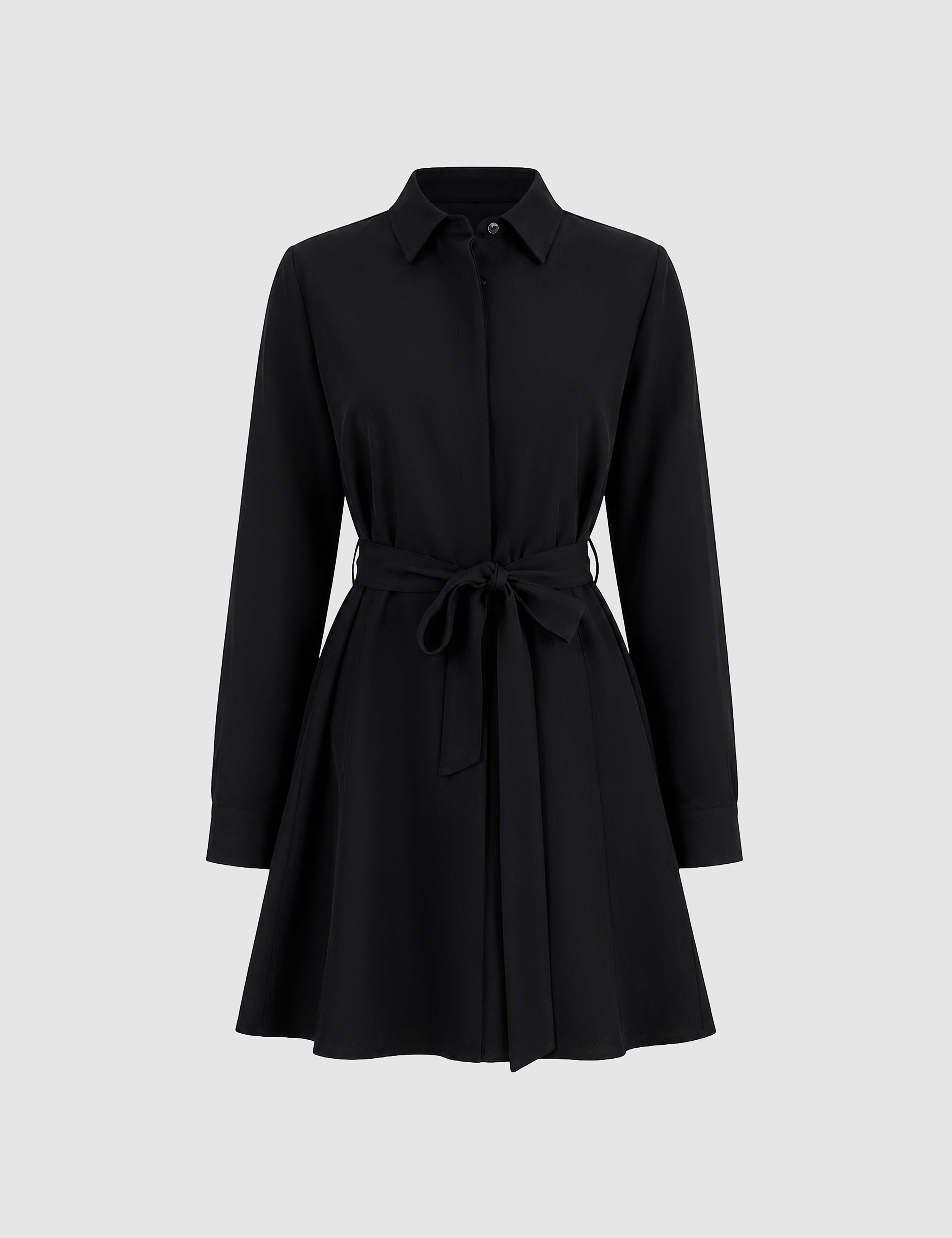 Siyah Comfort Fit Dokuma Elbise