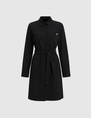 Siyah Comfort Fit Dokuma Elbise