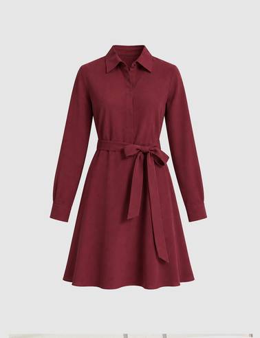 Bordo Comfort Fit Dokuma Elbise