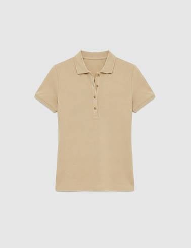 Bej Slim Fit Pamuklu Polo Yaka Basic Tişört